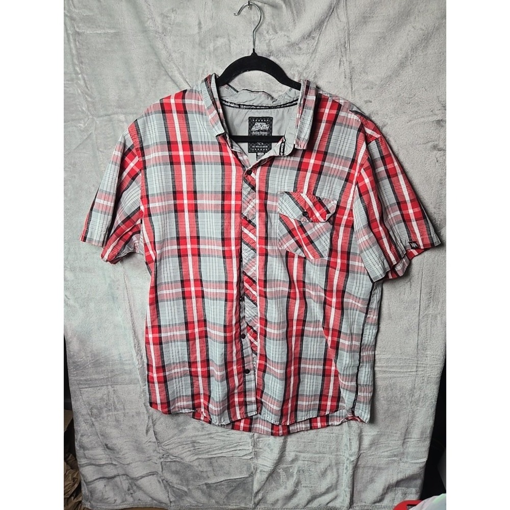 Hart And Huntington Men's Red Plaid  Short Sleeve Shirt Size XXL PRE-OWNED Y2K